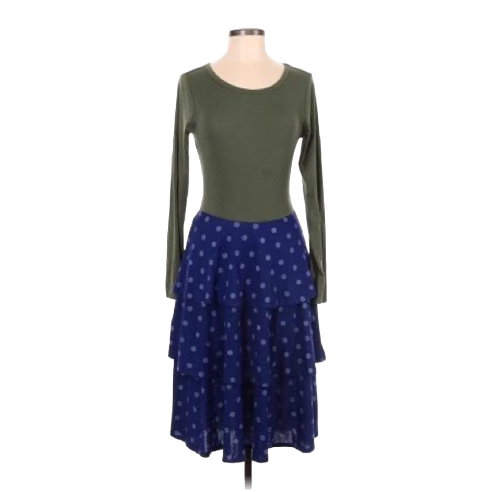 LuLaRoe Georgia Dress S Tiered Blue Polka Dot NWT - Picture 3 of 8